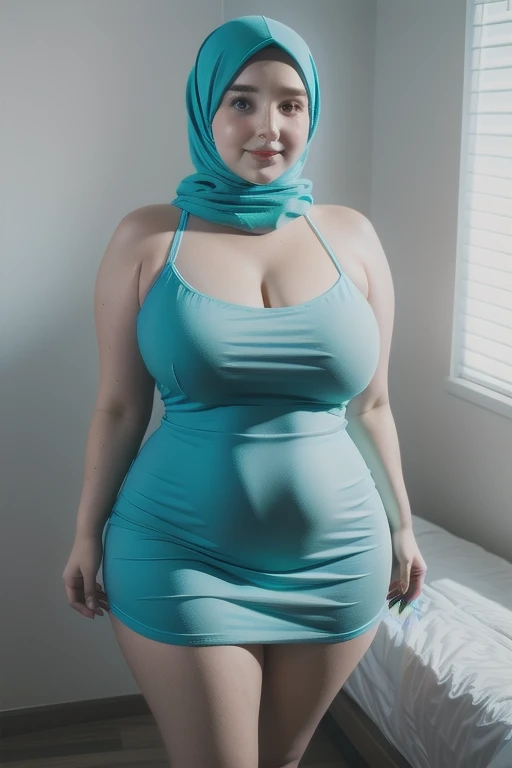 ((best quality)), (detailed), perfect face arafed woman in a muslimah outfit standing in a room, better known as amouranth, amouranth, very sexy outfit, 40 year old female model, she has a jiggly fat round belly, 5d, mature beautiful amouranth, full body photoshoot, thicc, succubus in tight short dress, hijab syariah, tosca sneakers, glasses, large breast, large thighs, alone, big tits, gorgeous, full body views, seductive, beautiful, warm, chubby girl, Make a tattoo on the breast, armpit, charming woman, MILF, mother, milky white skin, good vibes, bergairah, fashionnable