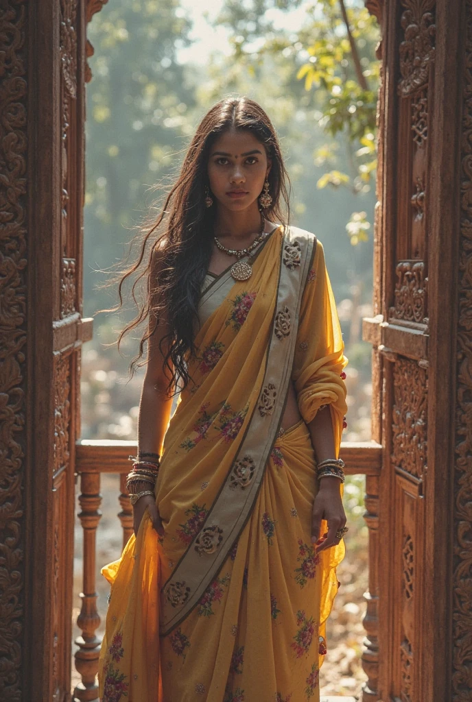 Beautiful girl on wedding place and name asshu with sari
