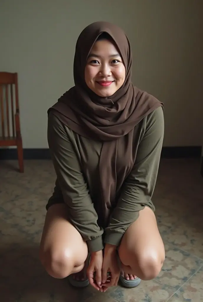 Plump vagina, sweating vagina, Beautiful girl wearing narrow dark hijab malay teenage girl 18 years old, kelantanese look, cute girl face, smiling, eyes looking at camera, grin, big laugh, big breasts about to burst out, closeup vagina, closeup view, curvy body, curvy hip, showing hairy vagina, vagina view, plump thigh, short body, realistic skin, view from below, spreading legs wide on scattered bed, in student room, books on bed, hand holding smartphone, night time, hard light, 35mm lens, establishing shot, pastel color grading, depth of field cinematography effect, film noir genre, 8k resolution, high quality, ultra detail