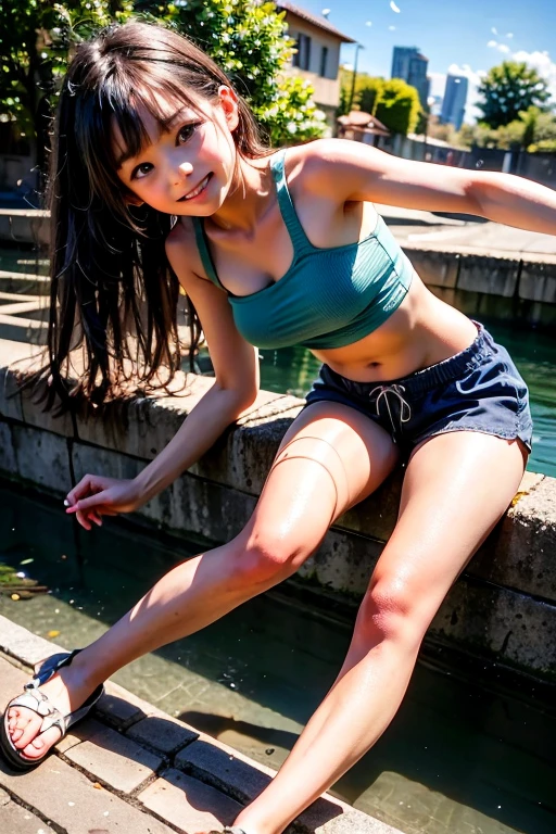 Masterpiece of ProfessionalPhoto ((ExtremelyDetailed (12 PICHIPICHI KAWAII Girls Floating in The Air in a row:1.37) in WHITE at Dusk Enoshima Beach)), {(Standing Full Body:1.2)|(from below:1.2)|Detailed KAWAII face}, Different types of hair colors, {(skinny(school swimwear))|(SchoolUniform)with Tiny AthleticShorts}, {(Corrected Childish hand)|Hidden hand|Different types of breasts|(Clearly Visible the shape of Butt)}, Joyful Expressions LifeLike Rendering, Detailed clothing texture, PerfectLighting, (Dazzling Horizon Visible through ThighGap), (Starry IridescentParticles:1.22) ColorfulClouds