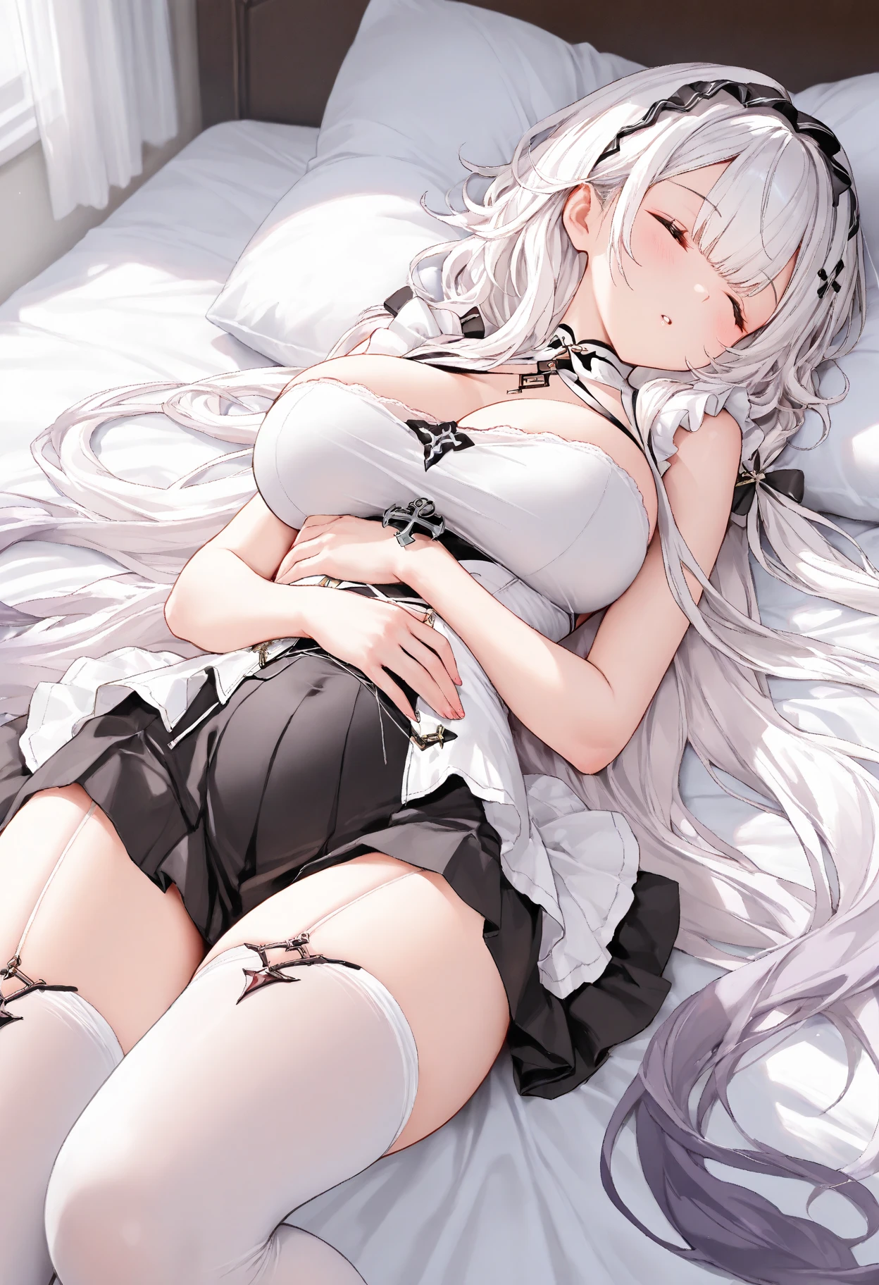 NSFW,Best Quality, Detailed Digital Anime Art,Illustrations,stunning anime face portrait beautiful detailed eyes,Ultra-detailed,Beautiful detailed glow,8k high quality detailed art,Best Shadow,1 girl,(18 years old),(Full body1.5),(Bondage1.2),(Bound1.2),(Shibari1.2),(srestrained1.3),pale skin,Petite,((Gothic lolita)),Lolita Hair Band,Hotel room,(lying on the bed1.3),(sweat1.3),(Steam 1.5),Parted lips,saliva trail,blush,pointy breasts,bare breasts