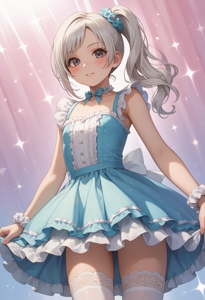 ((masterpiece)),((highest quality)),((Anatomical)),((Realistic)),((Detailed Description)),((Thin depiction)),((cute)),((女の子のcute部屋)),((Beautiful eyes)),((Baby Face)),((Petite)),((Bewitching Smile)),((Pure white one-piece dress)),((skirt)),((short horns)),
