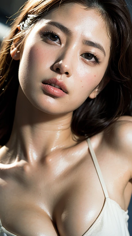 (large breasts), ((expose breast, masterpiece)), ((best quality)), real, Detailed as in the photo, (ultra-detailed), 16K, Real as in the photo, 1 girl, real skin, big breasts, Nude, highest quality, masterpiece, ultra high resolution, (realistic:1.4), highly detailed natural skin, shiny skin,(oiled skin:1.4), Oily skin,oily skin, sharp focus, looking at the viewer, ((very intricate details)),  beautiful girl pictures,detailed face,  (blush:1.2),((highest quality,8K,​masterpiece:1.3)),(big breasts,thin waist),black long hair, ecstatic expression, clear focus、Highly detailed face and skin texture, jewelry,necklace, Ultra-realistic photos, covered in oil, realistic perfect body, Glossy skin,covered in shiny oil, Shiny skin, tan skin, pussy, sexy girl,Sandy Beach, Sunburn