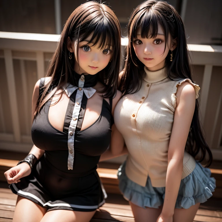 (tmasterpiece:1.3), 1 rapariga, 独奏, best qualityer, high high quality, Cary, brunette color hair, long whitr hair, Long ponytail, (huge_breasts:1.5), 校服, red eyes, walk, arms behind the back, ssmile,Open-cut top,tmasterpiece, High- sharpness, high high quality, 详细的脸, detailed body render, 1girl, 独奏, hyuga hyuga, Hinata sleeveless clothing,big cleavage breasts,, sleeveless shirts, Fishing net clothing, Dark lips, Unzipped jacket, no brassiere, breasts out,, standing on your feet, Be red in the face, (on bedroom) --auto