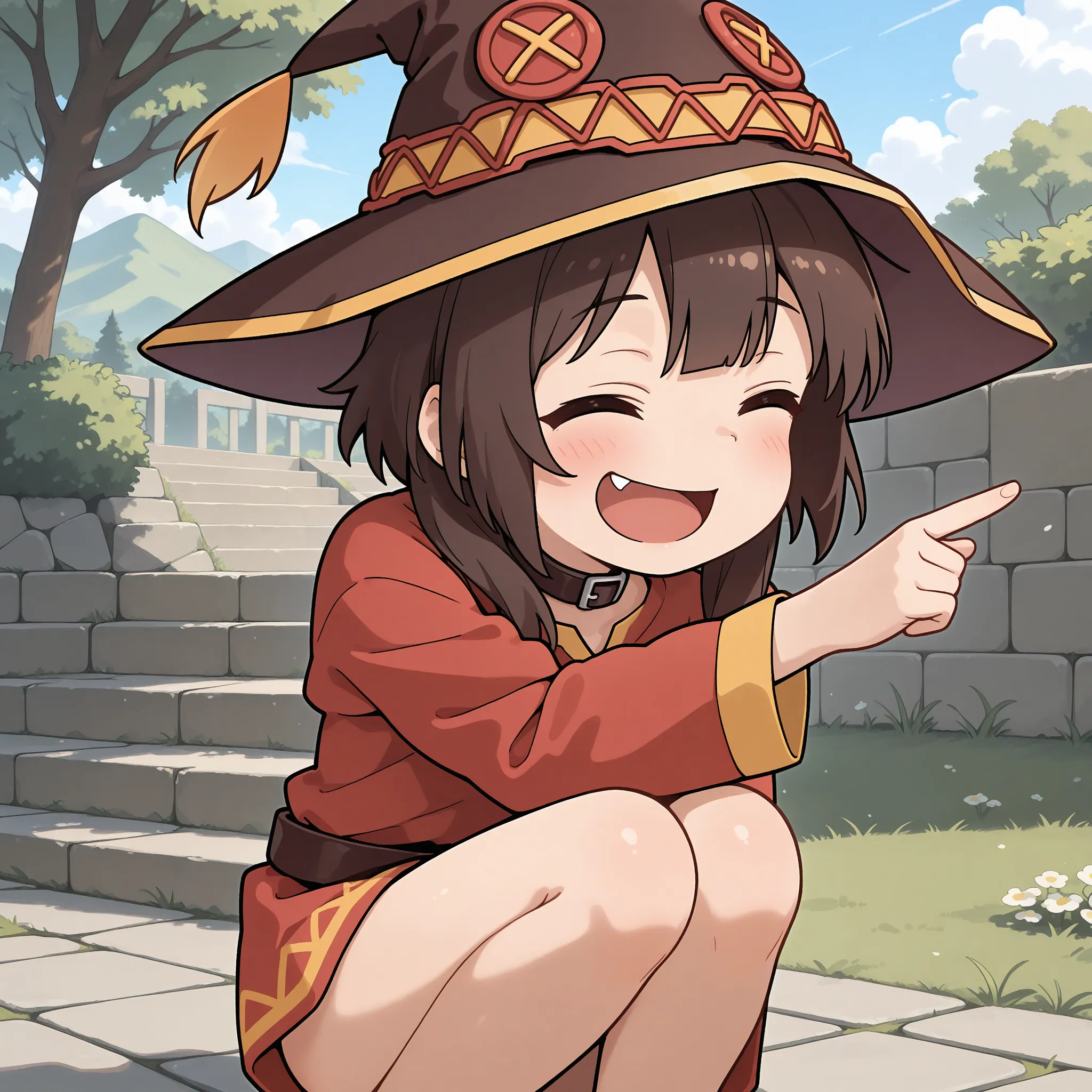 GEnerate an anime girl pointing to the side meme with a prompt.