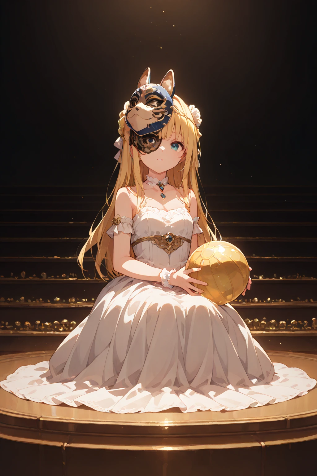 masterpiece, highest quality, Medium wide shot、cowboy shot、1 mature woman、big breasts、cleavage、dqLaura, orange hair、tiara, necklace, yellow dress, elbow gloves、tiara, orange hair, long hair, big , butt, necklace, yellow dress, elbow bag, looking at the viewer, NSFW,sex,,(((chain over clothes:1.5))),(put your arms back:1.3),(Sorry look),suppressed ,restrained by chains, tightly bound and confined ,There are a lot of blood stains on the shirt, sad face、cave、prison、dark、