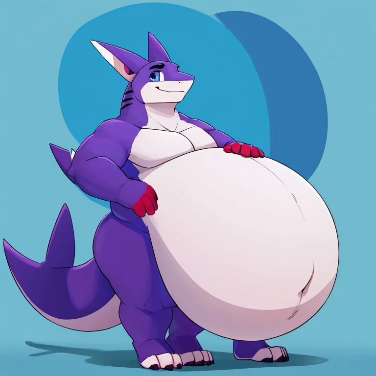 a fat chubby kobold, with a big belly, vore  <lora:borp2-fluffyrock-768-lion-e24-05-lion_30:1>