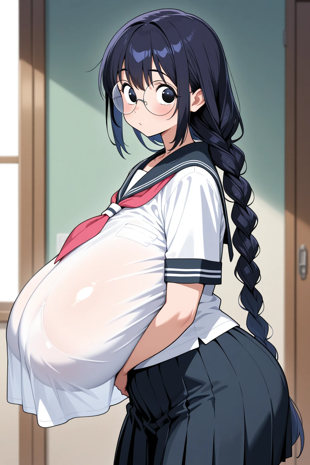 Twintails, black hair,Big Baby Bump pregnant, school uniform, Big boobs, nipple, cum,16 years girl, Big pregnant Belly, Big Pregnant girl, Largest Belly of Pregnant, Huge 9 months Pregnancy Pregnancy Belly, purple eyes, Hugest pregnancy belly
