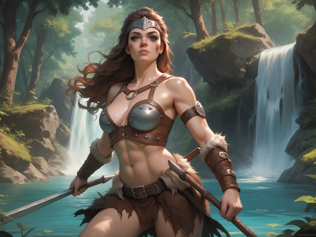 uma pintura de uma mulher sentada em uma cadeira com um machado, uma mulher berserker muito bonita, retrato de uma barbarian woman, north guerreira, retrato de uma barbarian woman, very beautiful barbarian woman, barbarian mulher guerreira, viking feminino, barbarian woman, retrato de uma mulher guerreira, mulher guerreira, north adult guerreira, arte de fantasia de tyler edlin, guerreira