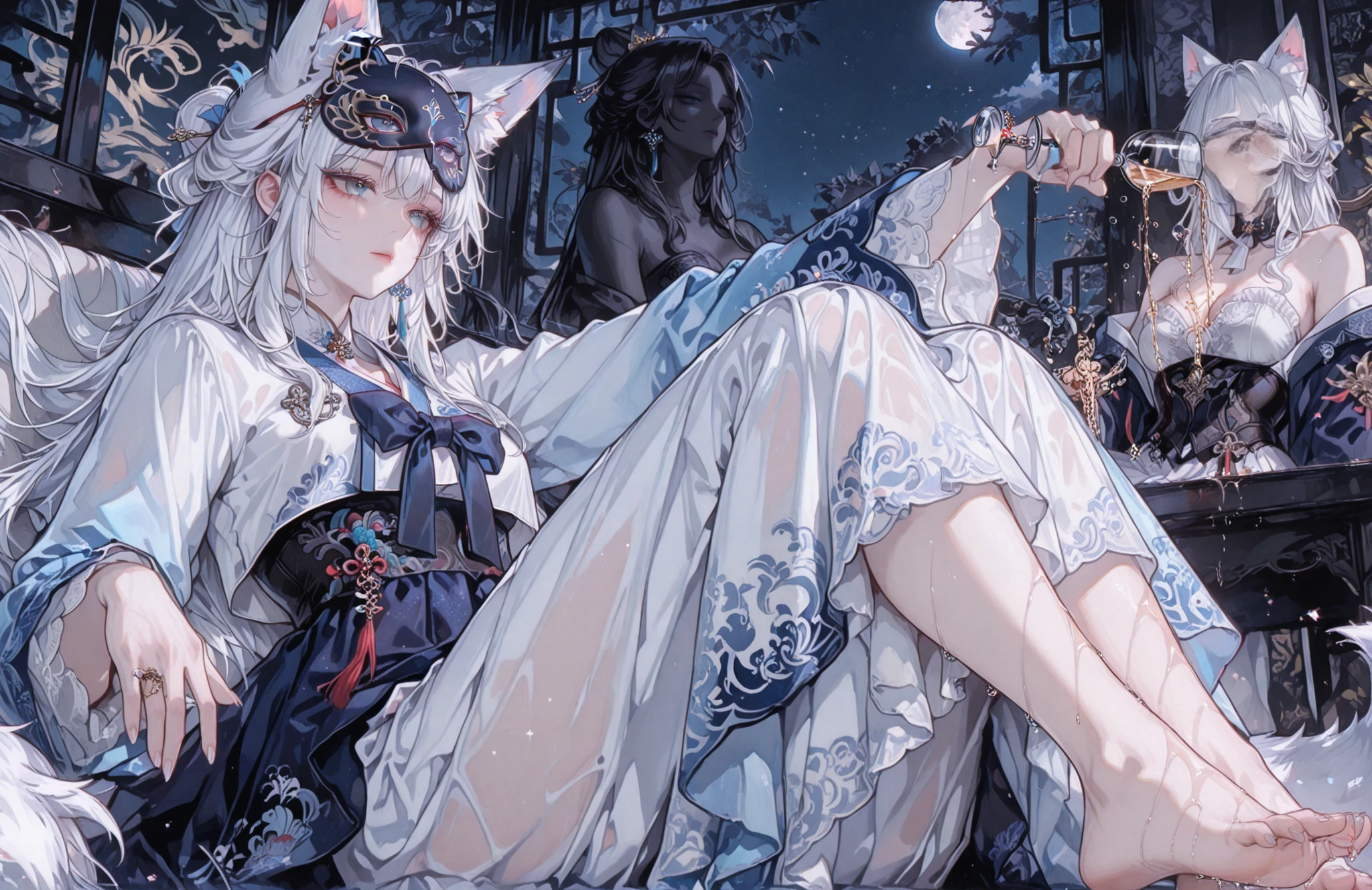 (((yuri))), (((2 girls))), traditional witch outfit, hat, absurdres, RAW photo, extremely delicate and beautiful, masterpiece, Best Quality, ultra high resolution, 32k, hyperrealistic, ultra-detailed, detailed description, perfect anatomy, pale skin, 20 years old, detailed beautiful face and eyes, tearful mole, earring, short medium hair, wavy hair, random colored hair, whole body shot, colossal tits, 