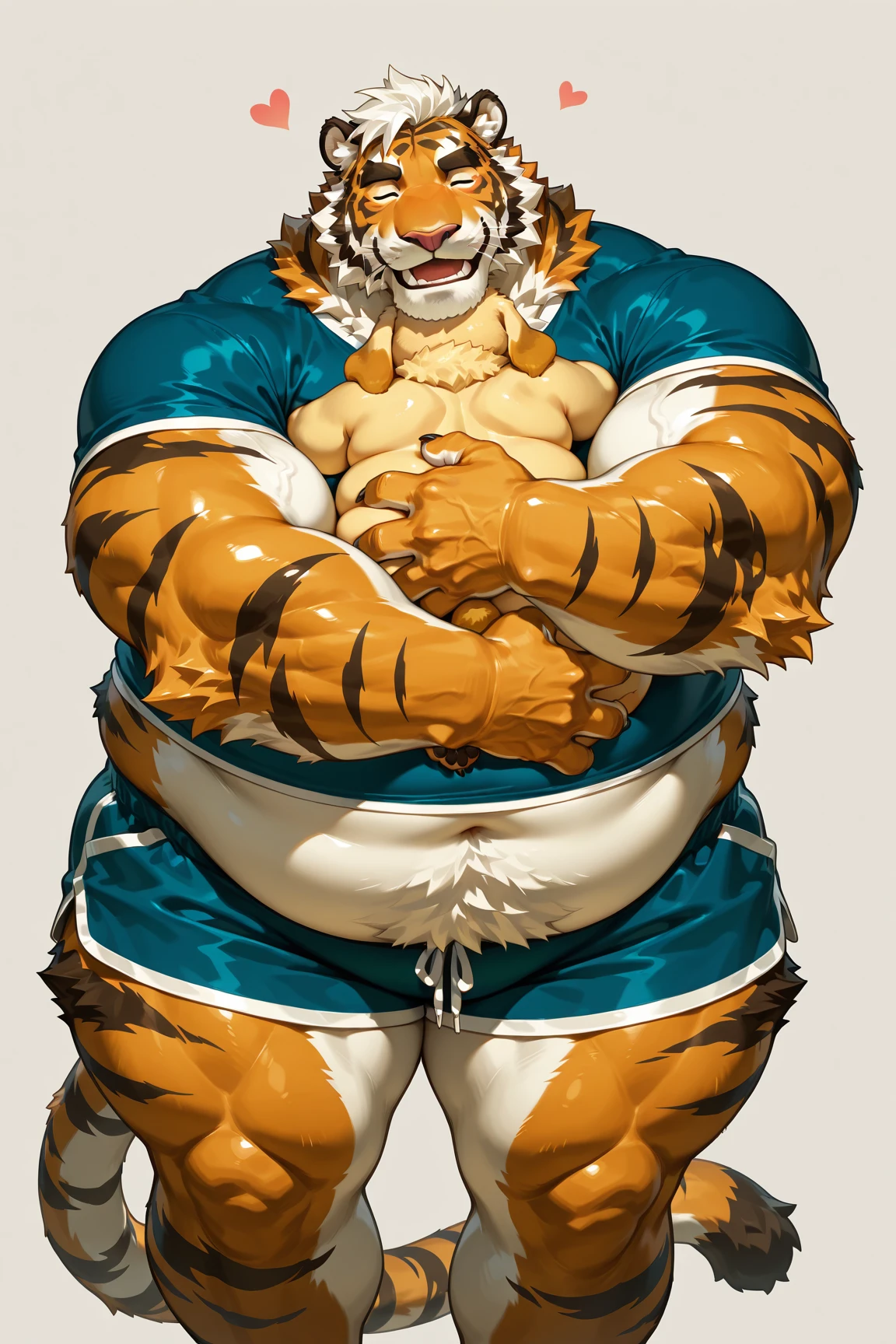 Tigress, kung fu panda, female, default clothes, horny, muito gordo, (quadris largos:1.3), coxas enormes, grossas e macias, SSBBW, muito gordo flabby arms, realistic lighting, High detail, Qualidade HD, Rosto detalhado, sombreamento realista, rolos de gordura, massive size, gigantescos enormes seios transbordando de gordura, massive cleavage, Peso pesado, plussize, everything is fat, textura macia, olhos grandes bonitos, semi-realista, Dynamic angle, pattern clothes