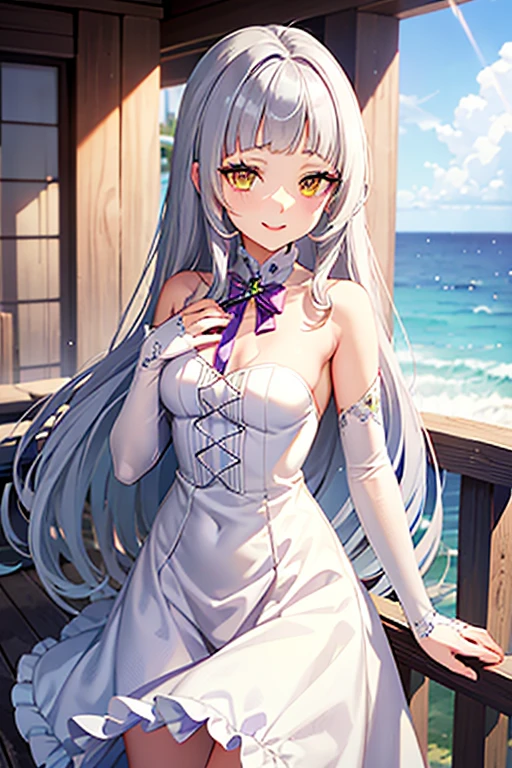 GTS, Giant, Blushing, smile, Looking down, heaven,Murasaki Shion,Shion Murasaki, blocking the sun, loafers, Trampling, destruction, collapsing buildings, Low - Angle,View from below, chest,