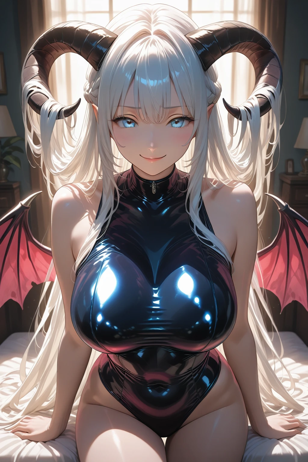 Succubus(Succubus)succubare、Wings on the back, highest quality:1.4, About Photorealism:1.4, Skin Texture:1.4, masterpiece:1.8, 1. woman, Lift your hips high, Beautiful Eyes, Long-haired, The eyes are round, gem,Big ample breasts、Big Tits、sexy、lure、Background can be freely changed