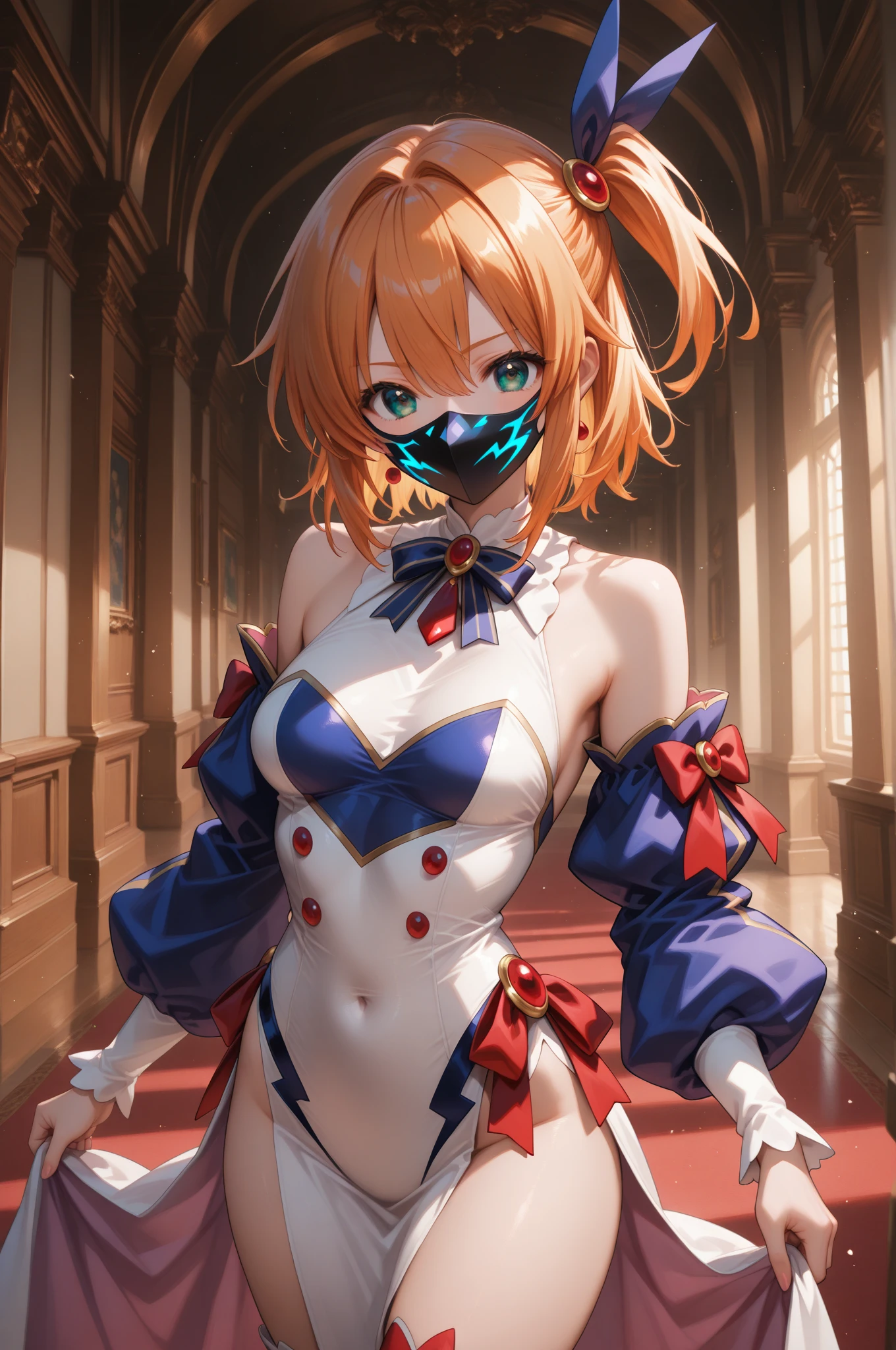 Masterpiece: 1.6, best quality: 1.4, live image: 1.2, intricate details: 1.2, charturnerv2: 1.2, 1lady full body character change, Appearance: young: 1.25, thin: 1.3, blue eyes, thick eyelashes,large breasts, detailed eyes, quality eyes, Clothing: adapted swimsuit, swimsuit:1.3 Accessories: red bow, red ribbon, Hair: blonde hair, short hair, semi curly hair, natural, shiny skin, (single background, white background:1.8), transparent Background, multiple views, multiple views of the same character in the same outfit: 1.3., character sheet: 1.2, multiple facial expressions: 1.3, seductive smile, sexy, shaded face, blush, nose blush:1.2