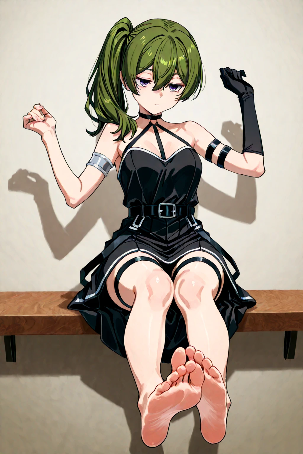score_9, score_8_up,score_7_up,score_6_up,score_5_up,score_4_up,very aesthetic,
ubel,1girl,green hair,bangs,hair between eyes,side ponytail,purple eyes,sitting,tavern,drinking beer,awe,green hair,solo,
black choker,collarbone,sleeveless,black dress,sleeveless dress,halterneck,pleated skirt,black gloves,black footwear,
d4rk01l,jail,in the jail, ,(arms behind back:1.5), bound arms, brown rope, brown rope, blushing, , gag, gagged, bit gag, shibari, bondage, close ups, absurdres, solo,panties,spread legs,pussy, pussy juice , large insertion, (arms behind back:1.5), bound arms, Red rope, blushing, , gag, gagged, shibari, bondage, close ups, embressed, spread legs, m_legs,,((kneeling, arms behind back, bound arm, bound wrists, bound legs, wrists behind waist, rope bondage, shibari over clothes))hands behind back,in the jail,jail,masterpiece, best quality, arms behind back, bound, front view, rope, full body, hanging, rachelroth,forehead , leotard, (feet off the ground:1.3),blindfold,blindfold,black background,dark background