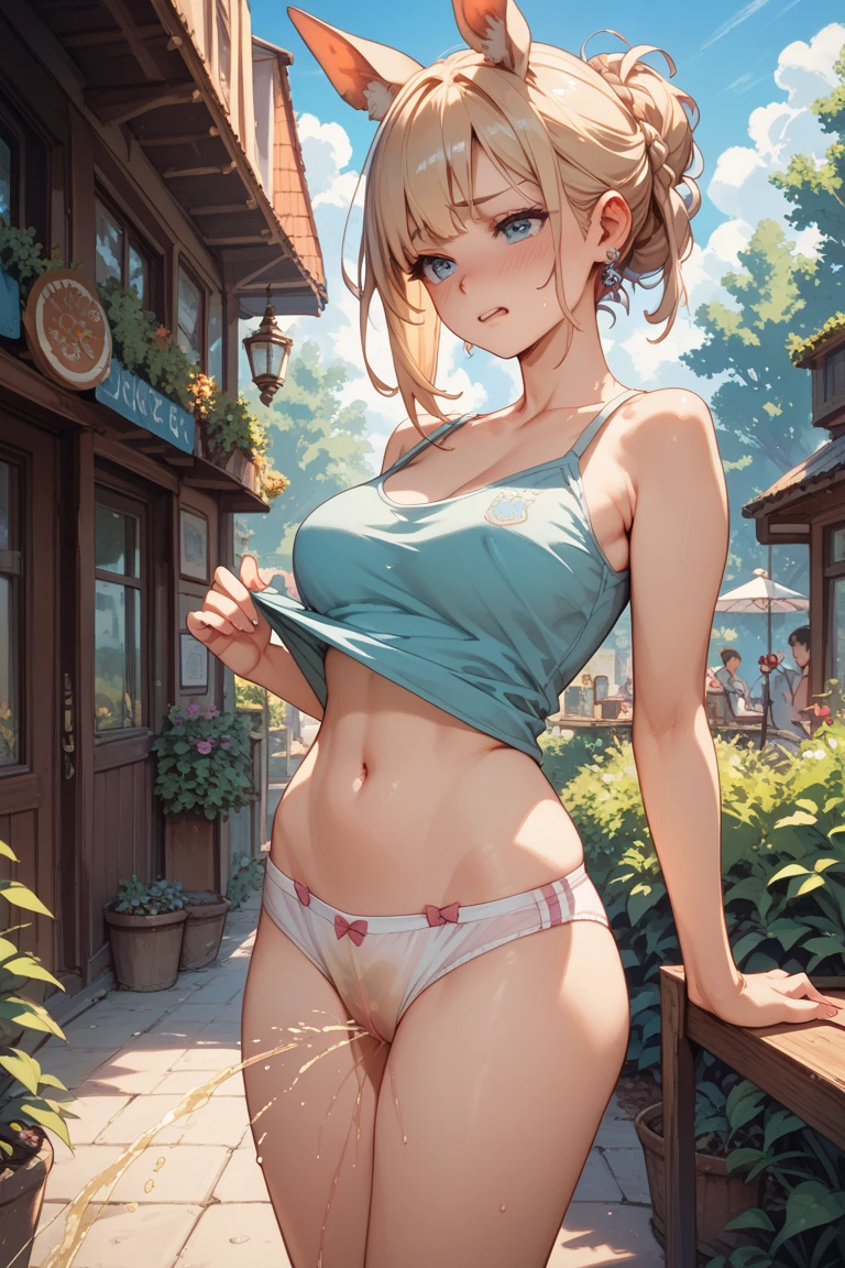 (Masterpiece), (Best Quality), (1 Girl), big breasts, naked breasts, naked tits, flower background outdoor view, mini skirt, ,skirt, colourful hairs, long hairs, naked breasts, big breasts, short hairs, earrings, naked breasts, naked tits, 
