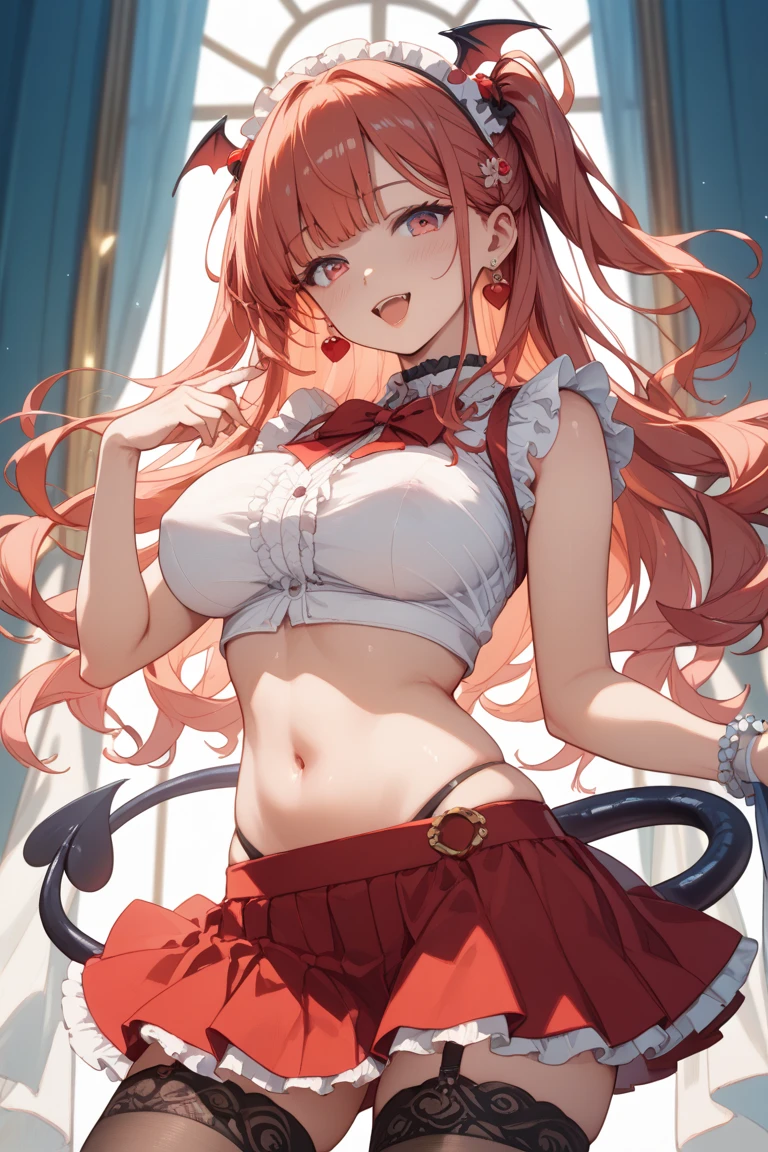 ((best quality)), ((masterpiece)), (detailed), NSFW, small breasts, prominent collarbones, skinny arms, flat stomach, visible hip bones, long hair, red hair, white hair, blonde hair, dark hair, ponytail, thick ponytail, heavy ponytail, NSFW Fluttering lace frilly petticoats, pleated petticoats