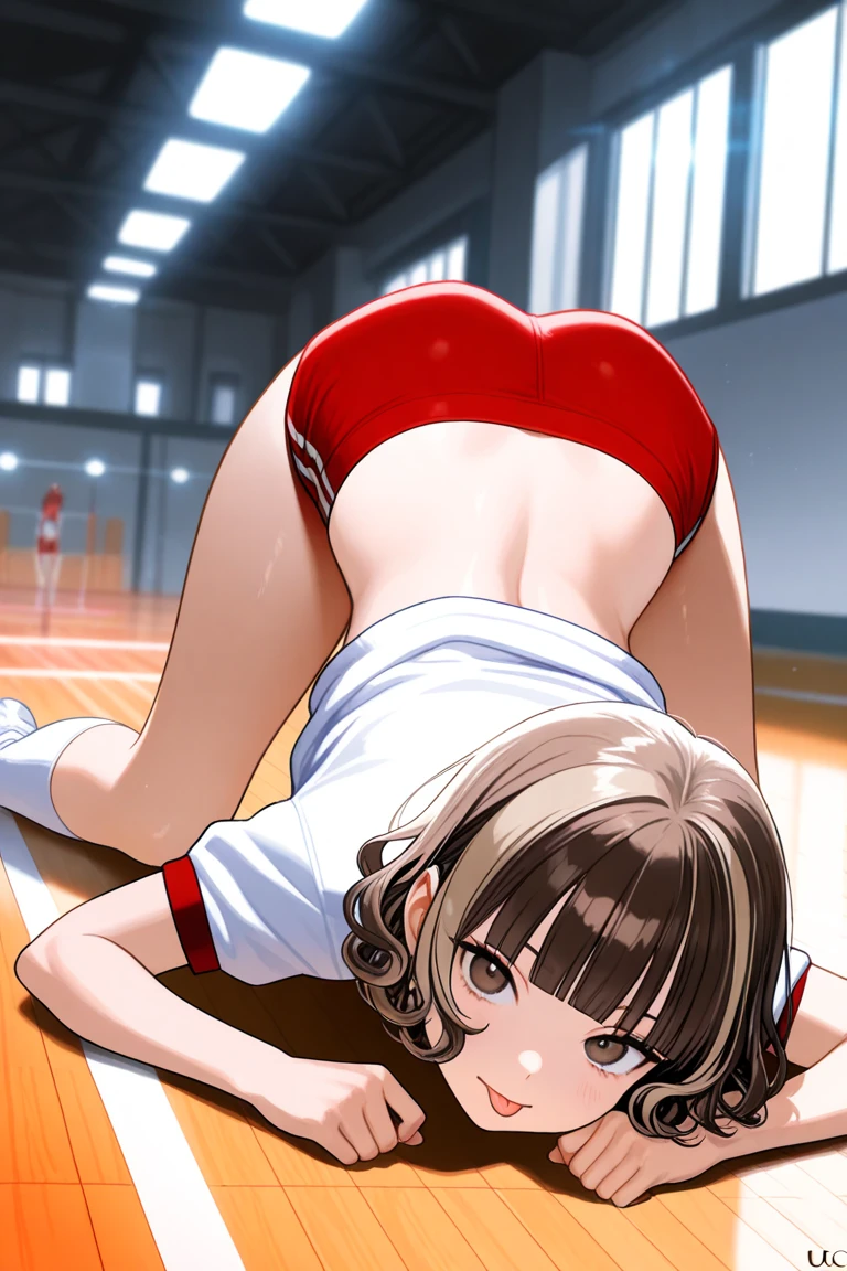 best quality,ultra-detailed,high resolution,extremely detailed CG,perfect anatomy,detailed,cinematic lighting,beautiful detailed eyes,ultra high res,pov,1girl,MILF,milf,gleaming skin,oil skin,large breasts,wide hips,skindantation,sweat,humid,clothed,curvy, (night:1.1),(moody lighting:1.3),(classroom:1.5),blue red pink white,dashed eyes,Pink Leggings,sports bra,(seductive smile:1.8),(sweat:1.2),from back,ass focus,hand on own ass,top-down bottom-up,(open mouth:1.3)