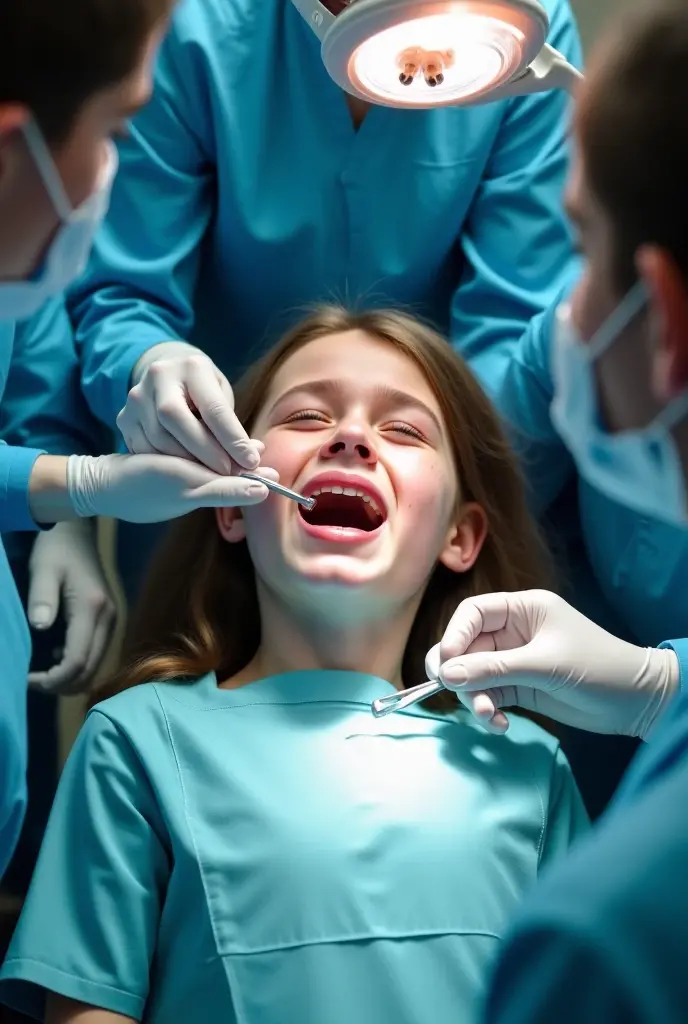 realist:1.3,( fotorrealist, 8k, Photos , Premium quality, masterpiece, epic lighting. close up, Centered image),happy boy with open mouth in dentist chair you see his hand with dentist item checking his mouth )
