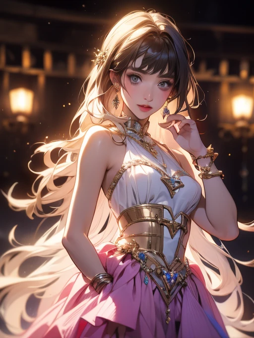 Portraiture, Long Hair, Gray Hair, Golden Eyes, One girl, head, face, Magical girl, Absurd, masterpiece, Highest quality, Magical girl costume, ((Magical girl)), short hair, Devastation, Remains, Dynamic pose, Apocalypse, Spell casting, Style-Glass, Full Body Shot