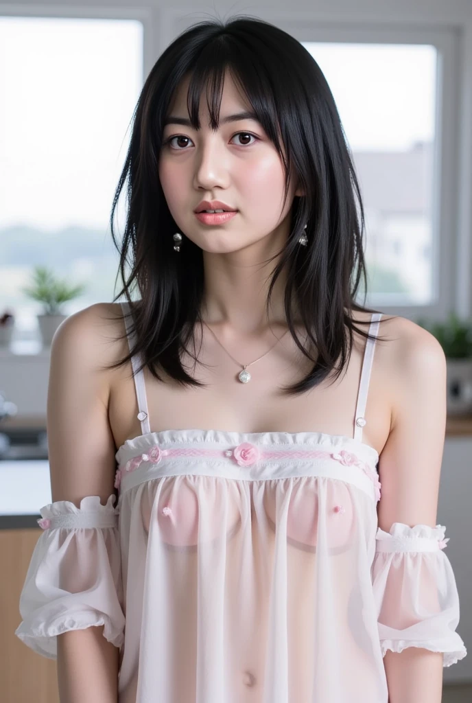 Highest quality、woman、Natural Skin、Fingerless、No arms、No hair、Upper body naked、flat chest,small nipples,erection of nipple,topless、Nipples