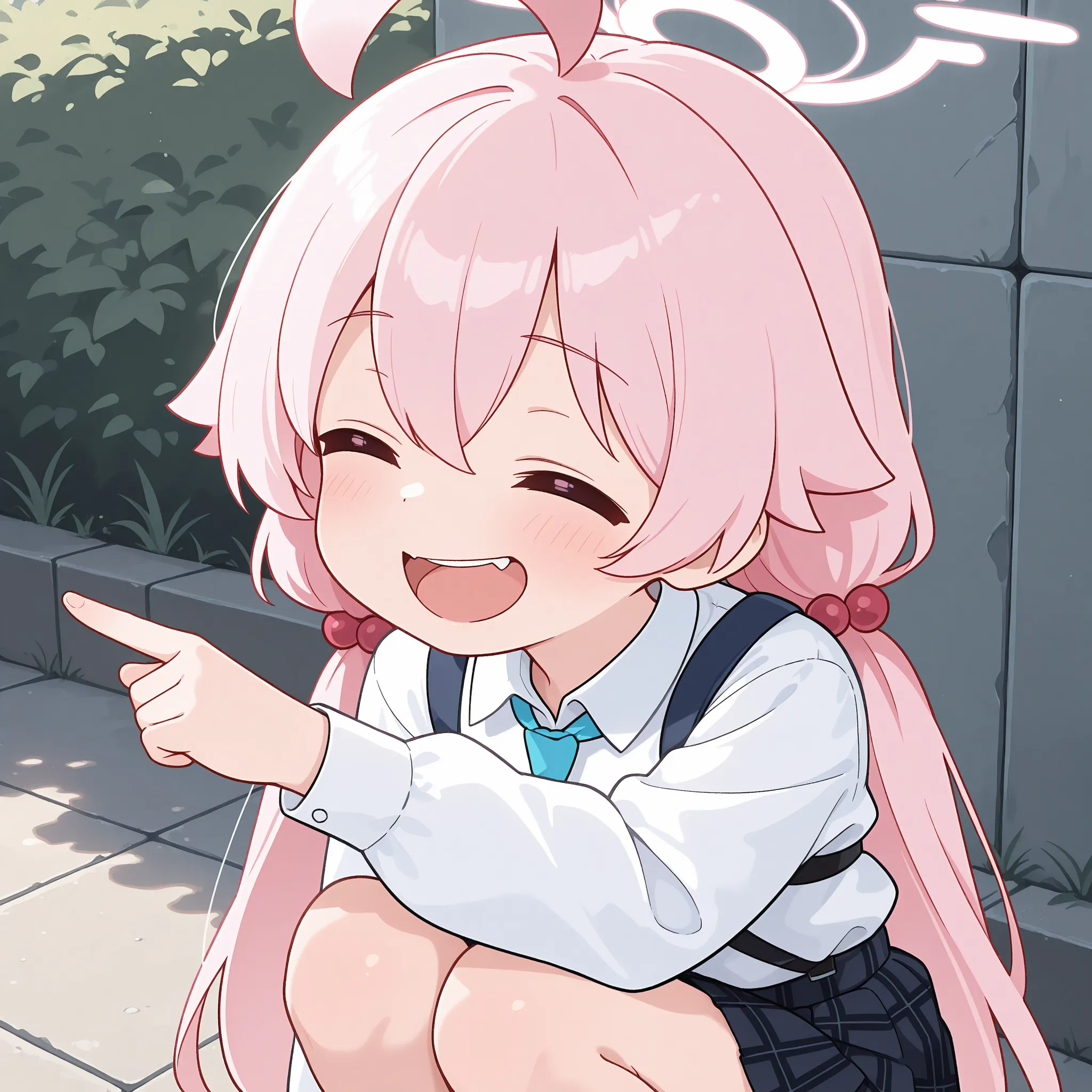 GEnerate an anime girl pointing to the side meme with a prompt.