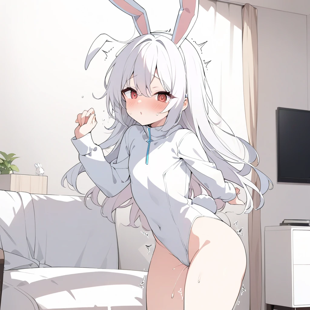 nsfw,1girl,see-throughleotard,masterpiece, best quality, very aesthetic, absurdres,Whiteleotard,Transparent,Rabbit headband