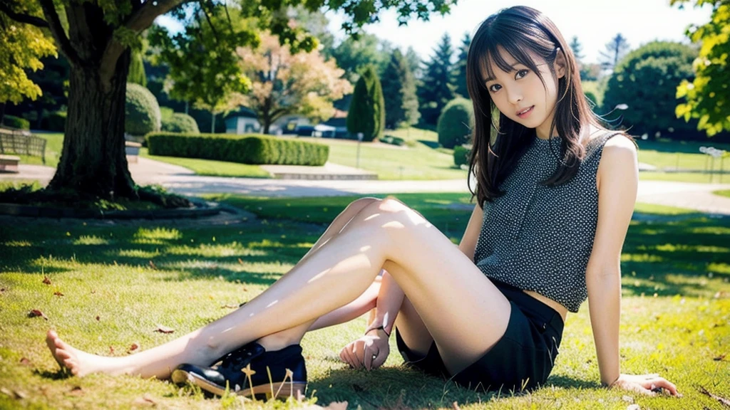 ((highest quality、8k、masterpiece:1.3)),((((fullbody shot)))),Ultra-high resolution,big eyes,Japanese,bangs,(a girl),(1 girl),((20 years old)),((facing at viewer)),(long hair),(((black sweater))),grin,((squatting)),(((pleated mini skirt))),(((pussy))),((skirt lift)),(((black short crew socks)))