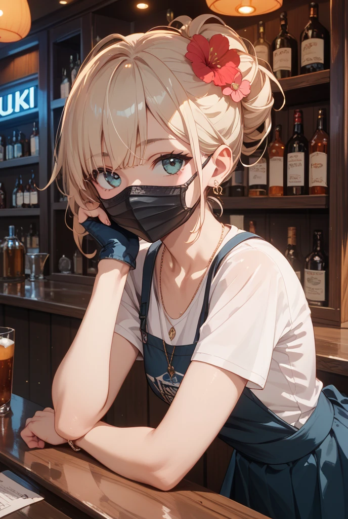 European girl portrait,alone,20-year-old,Beautiful Face,Upper Body,Hair on one eye,Medium Sidecut, Blonde, Sharp focus,Black T-shirt、Tight Skirt、High heels