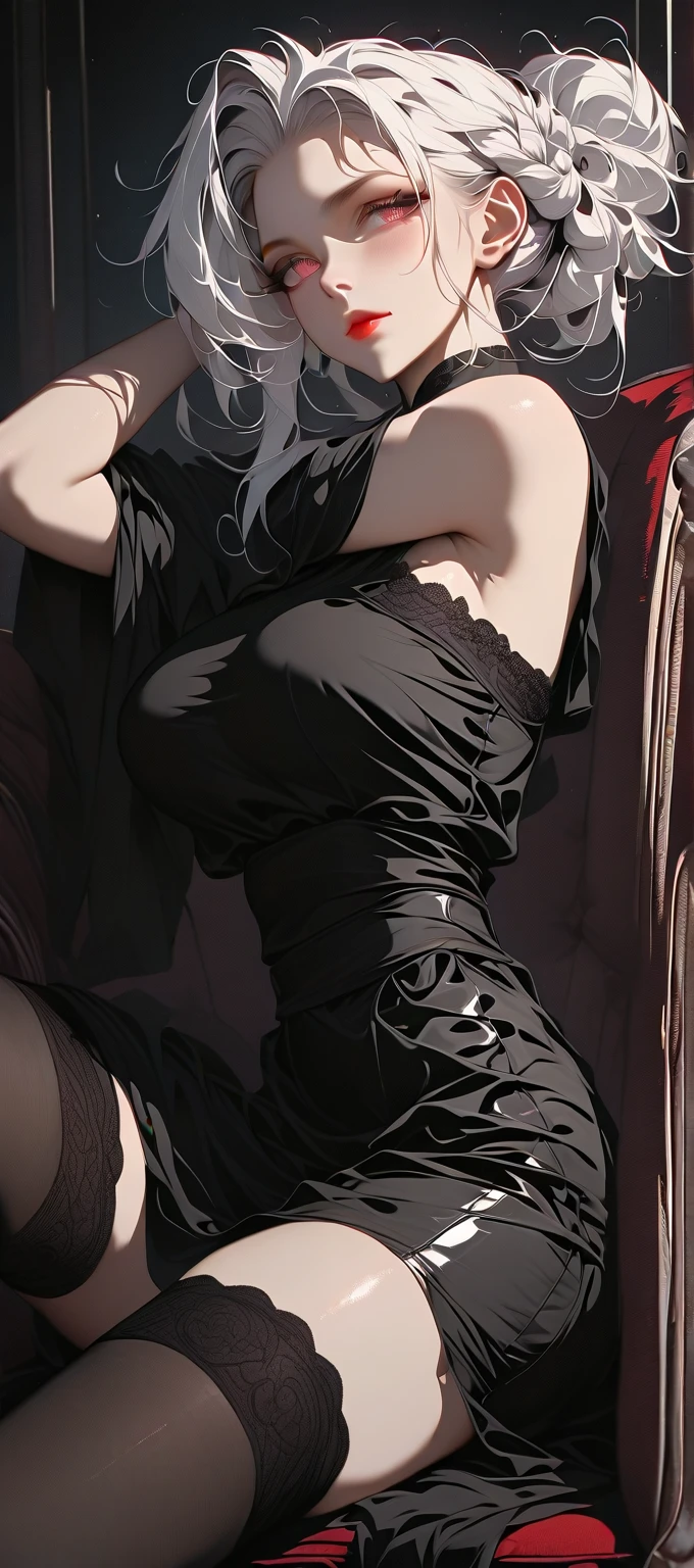 Realistis, 1girll, parted lip, Blushlush, putting makeup on, slim, Perfect body, Shallow smile bedroom background , wetclothes, with light glowing, upper legs, eBlue eyes, exposed bare shoulders, 鎖骨, a narrow waist, rays of sunshine, rays of sunshine, rosette, ventania,, (tmasterpiece), sweat leggs,1个Giant Breast Girl, Brown hair,short detailed hair,eBlue eyes,full bodyesbian,Wearing black transparent dress with translucent cloth, V-chest clothes, see-through cloth, flowing salmon silk, translucent silky dress, flowing magical flesh robe, translucent cleavage dress, Sexy lingerie camisole, silky garment, flowing pink silk, Draped in flowing fabric, flowy fabric,(tmasterpiece, Best quality at best, high qulity, A high resolution, ultra - detailed)