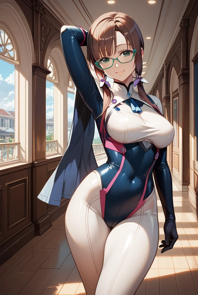 ((最高品質)), ((傑作)), (詳しい), 完璧な顔,1girl,Tall,Leggy,house wife, thicc,Voluptuous,thicc,30 years old,glasses,red eyes,(((from front,))),(foot focus),(((squatting,spread legs,turn knees out))),((arms behind back,hands on floor)),updo hair,chignon,((looking at viewer)),(((moody face))),(bashful,embarrassed), ((condom in mouth)),Break,dark volleyball uniform,(Long Sleeves), see through thin purple micro bikini,(covered nipples:1.2), (cameltoe:1.2),(((spread pussy,extremely detailed pussy,pubic hair))),(((dark thigh high socks))),(see through thin purple micro bikini, volleyball uniform:1.1),condom wrapper,