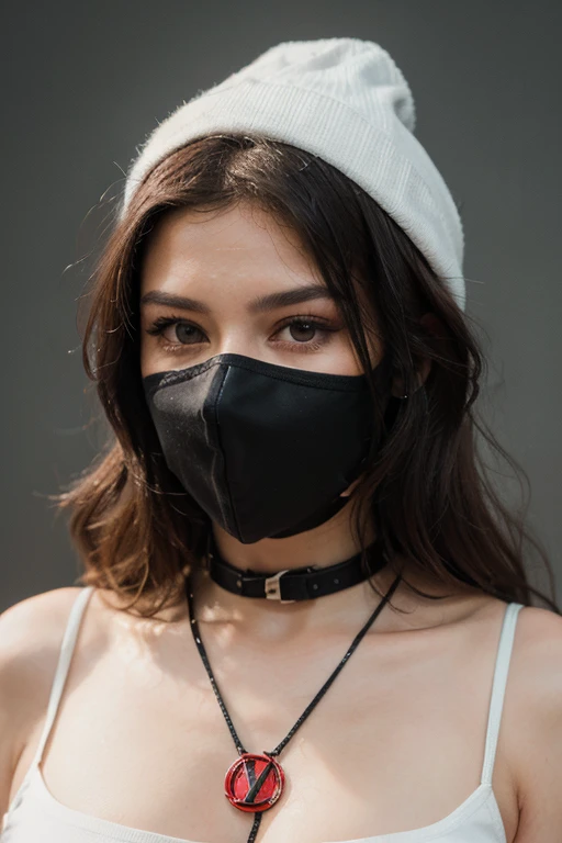 A 27-year-old man with his 25-year-old girlfriend, both in swimsuits and their faces hidden by a mask in an apartment