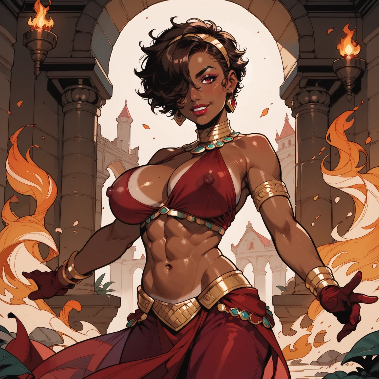 dark skin woman lunch time expensive resturant abs