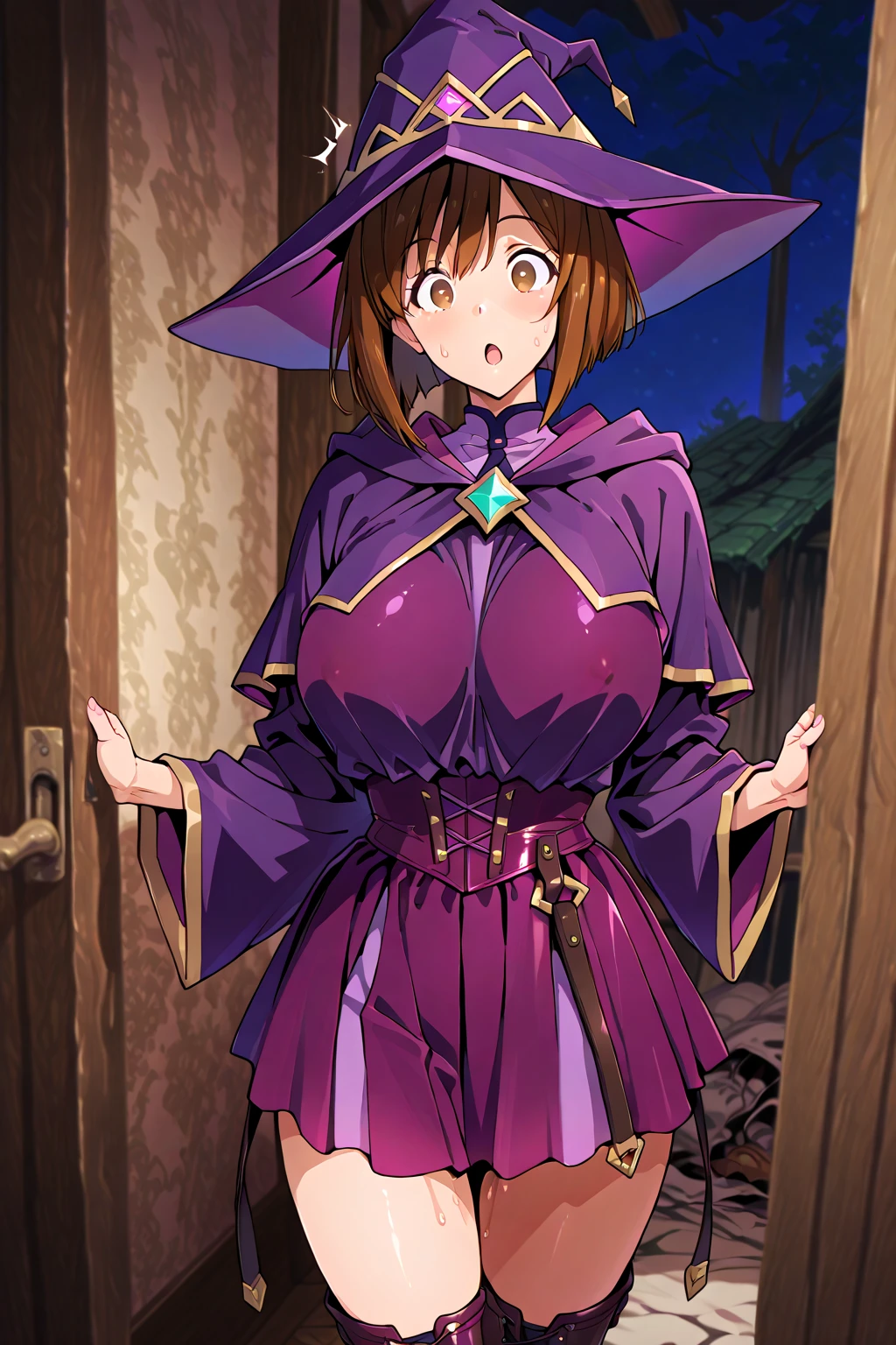 (masterpiece, Highest quality:1.2), alone, One girl, 、Kindergarteners、、6 years old、、の小さな体、Jessica, smile, blush、Twin tails, Purple Shirt, Strapless Dress, corset, Earrings, belt,Long skirt、 (Huge breasts:1.4)、Open your legs、Fancy lace panties、From below、is see-through、See-through panties、Thick white love juice、Drip a large amount of love juice、orgasm、Background grassland、Masturbation、masturbation behavior、Flip up your skirt