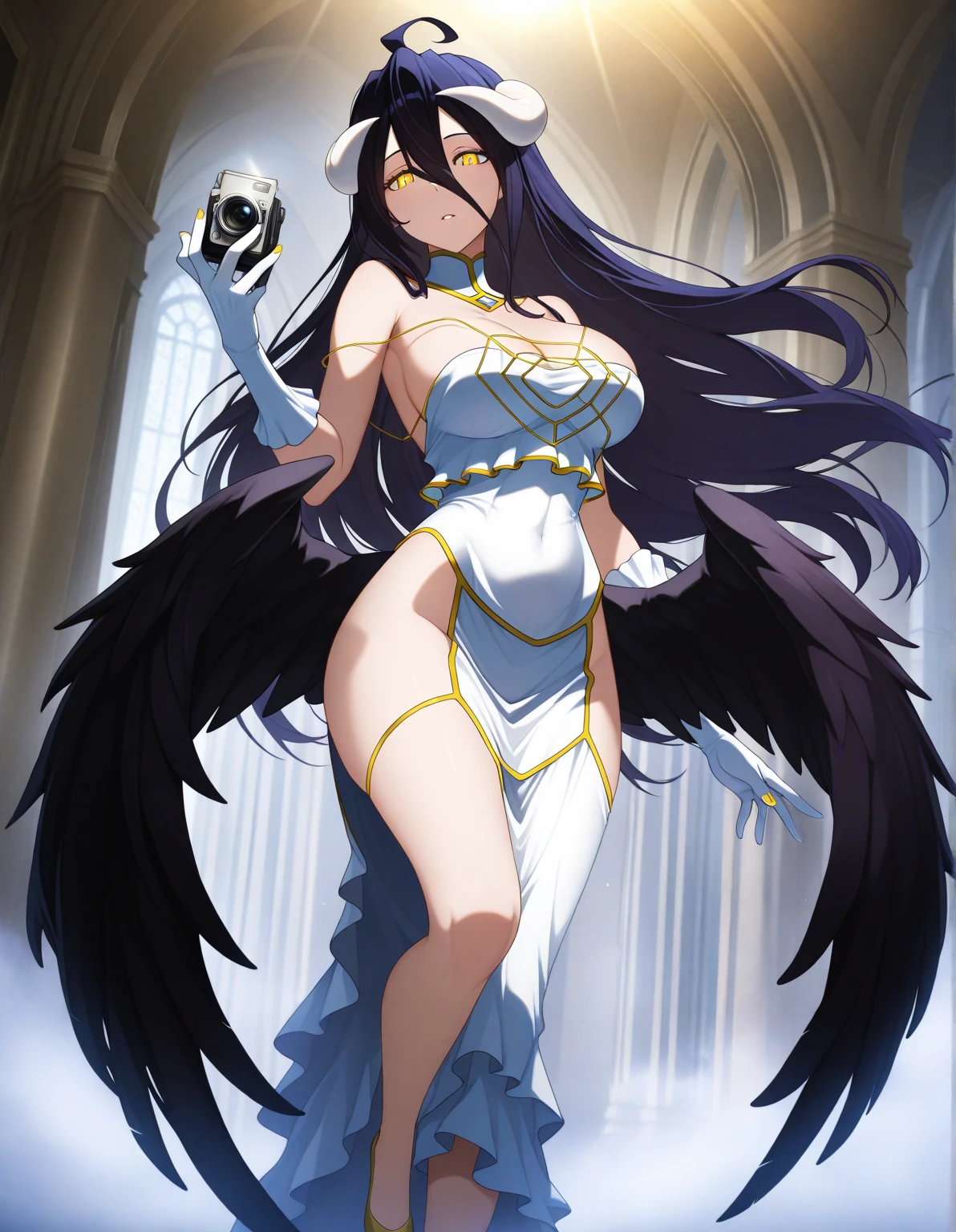 Albedo, Albedo of overlord, anime moe artstyle, seductive anime girl, Joy Ride art style, cat eyes, fit body, gynoid body, wet body, perfect body, big breasts, Ilya Kuvshinov, official character art, (best quality, masterpiece) a cute chibi girl, seductive anime girl, official art,