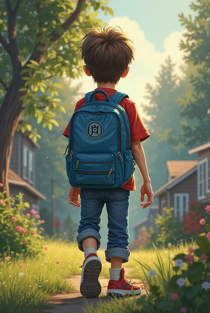 masterpiece, high quality, highly detailed, of a six-year-old boy with a magic blanket, white and blue background, children's book illustration style, simple, colorful, short dark brown hair,, white short-sleeved shirt, jean shorts with side pocket, no cape, no hat, no book, no glasses, no backpack,