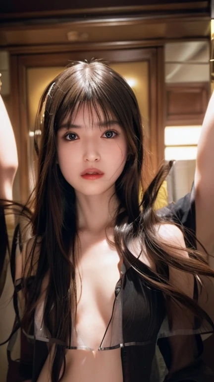 sweating girl. 15 years old, sucking dick pose, sexy, open top, choker on, foxxy ear, furry ear, (big breast: 1.2), asian
