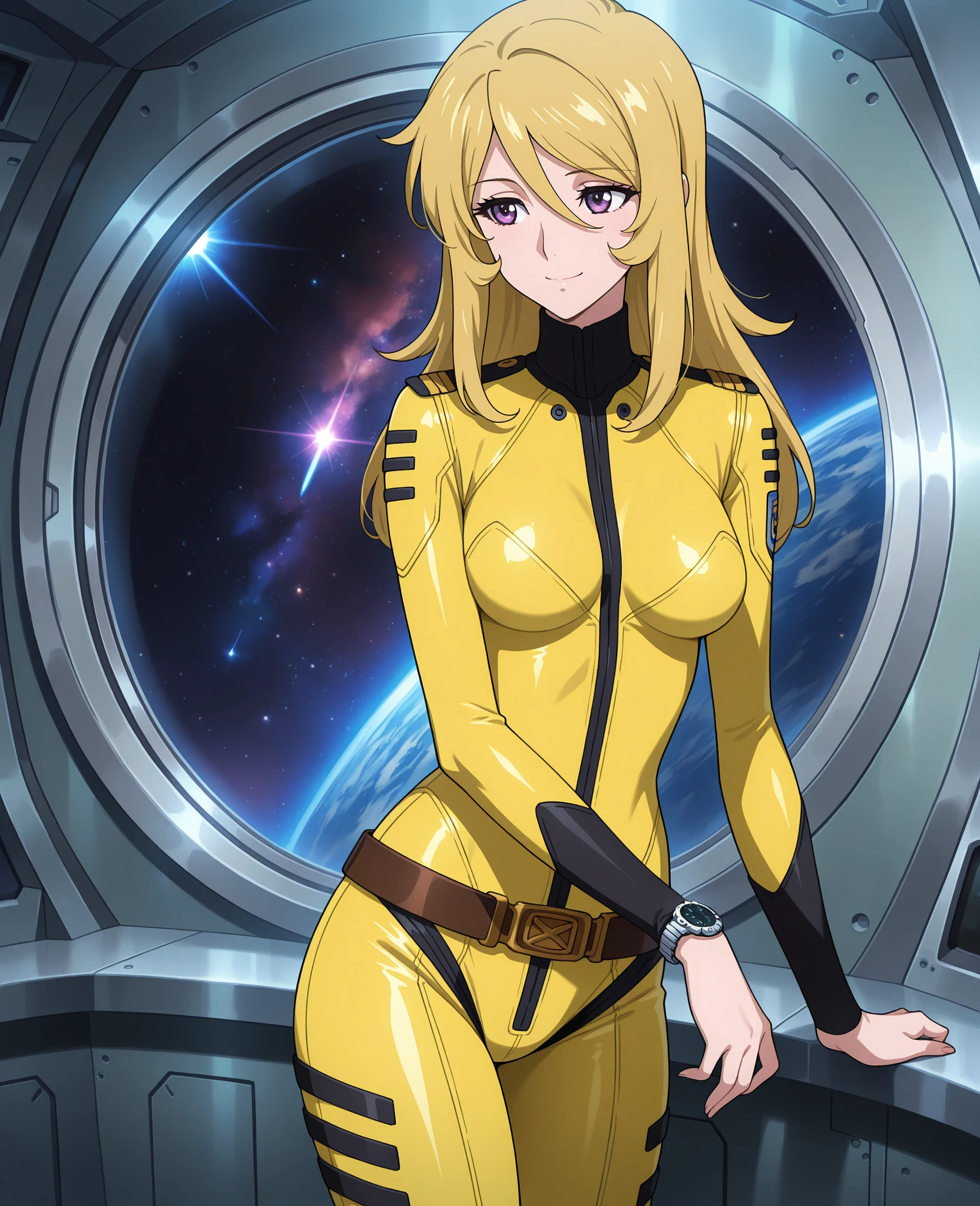 8K, 1girl, spaceship, bodysuit, transparent: 1.4, night, passage, space, big, hard, arms behind head, watch viewer, , solo focus, full body, (masterpiece: 1.4), (best quality: 1.4), (shiny skin), steamed body, crotch insertion, squatting, crotch open,