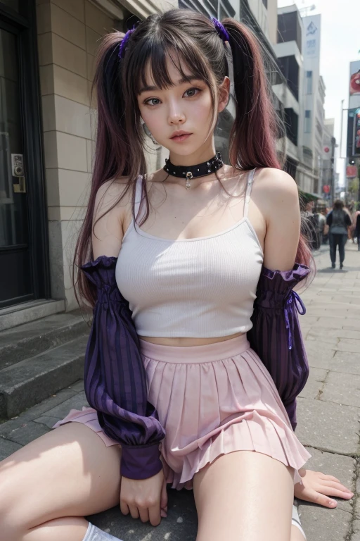  Purple hair and white legs Loli inserts Tsundere double braids