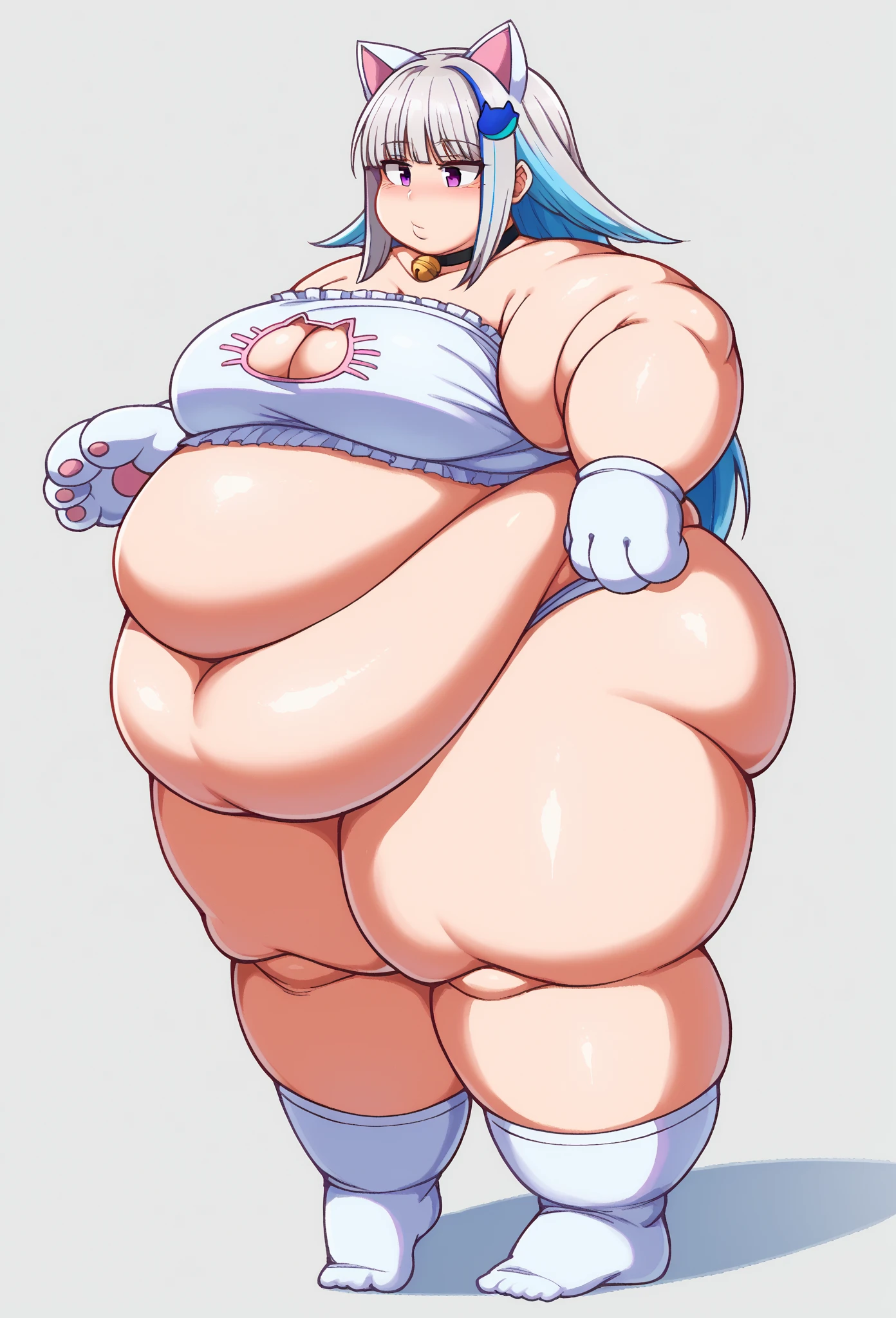 Long Hair、Knee-high socks、One Girl,Precise five fingers、{(((Wide Hips)))、 (((plump and thick thighs)))、((Big Ass))、(Big Breasts) Embarrassed look、whole body、Sexy pose。