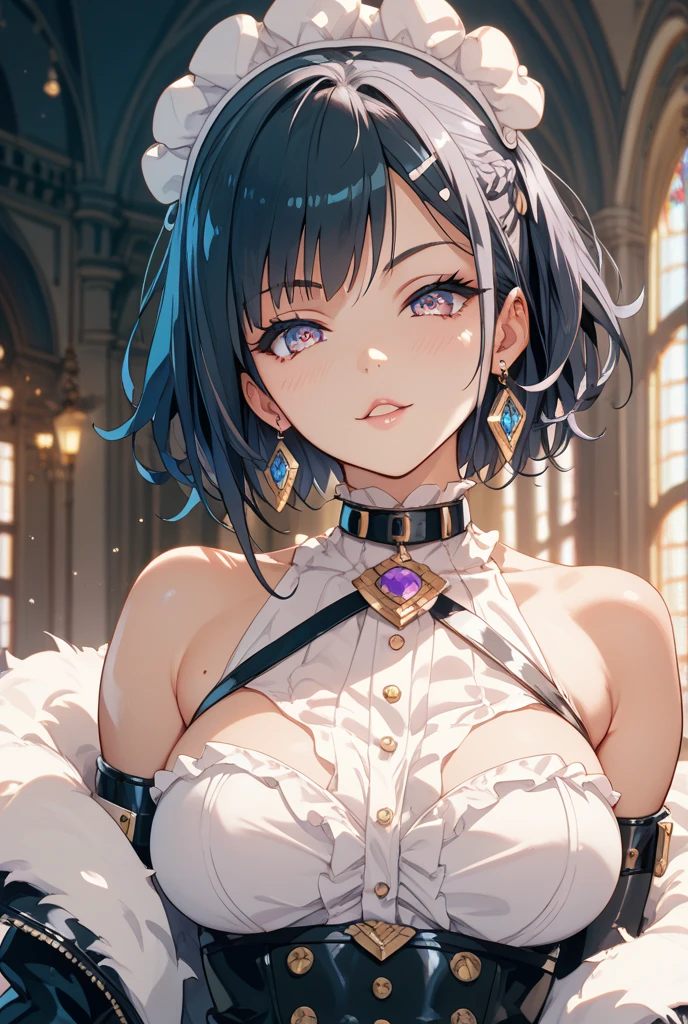 masterpiece, best quality, novel illustration, highres, 18+ mature content, sensual, intimate, emotional, passionate, romantic, sweet, endearing, innocent, pure, captivating, alluring, enticing, mysterious, enchanting, captivating, immersive, mesmerizing, dreamlike, surreal, imaginative, whimsical, artistic, avant-garde, timeless, elegant, sophisticated, chic, refined, unique, original, mesmerizing,((Maid clothes:1.3)),((Beautiful tears))