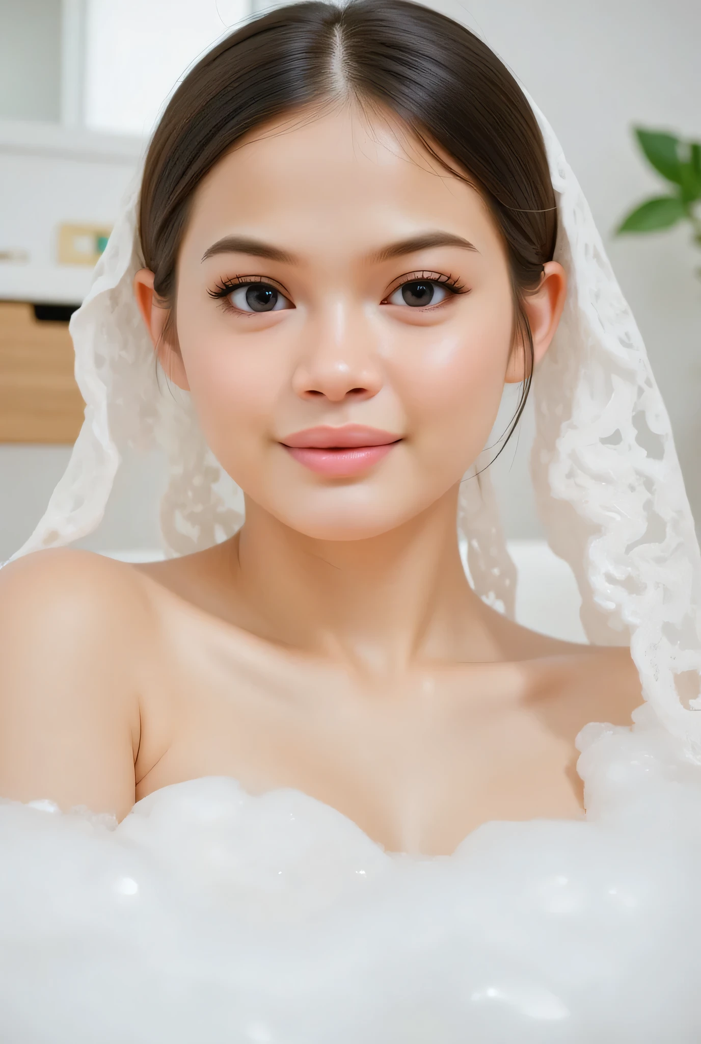 CREATE ANIME CARTOON 3D PHOTO, "A highly realistic, ultra-detailed portrait of a woman relaxing in a bubble bath, captured in the best settings of a SONY A7R with a fast prime lens (f/1.8). The scene features a minimalist bathroom with soft, natural lighting, emphasizing the subject's smooth skin, delicate facial features, and the dynamic texture of the foam. Hyper-detailed textures, cinematic lighting, and a sharp focus create an immersive depth. 32K resolution, photorealistic rendering, skin pores and water droplets visible, ultra-sharp image, professional photography style."
.