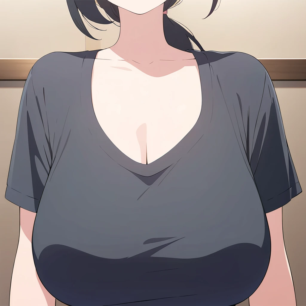 Hot mommy, big breasts, oversized tshirt