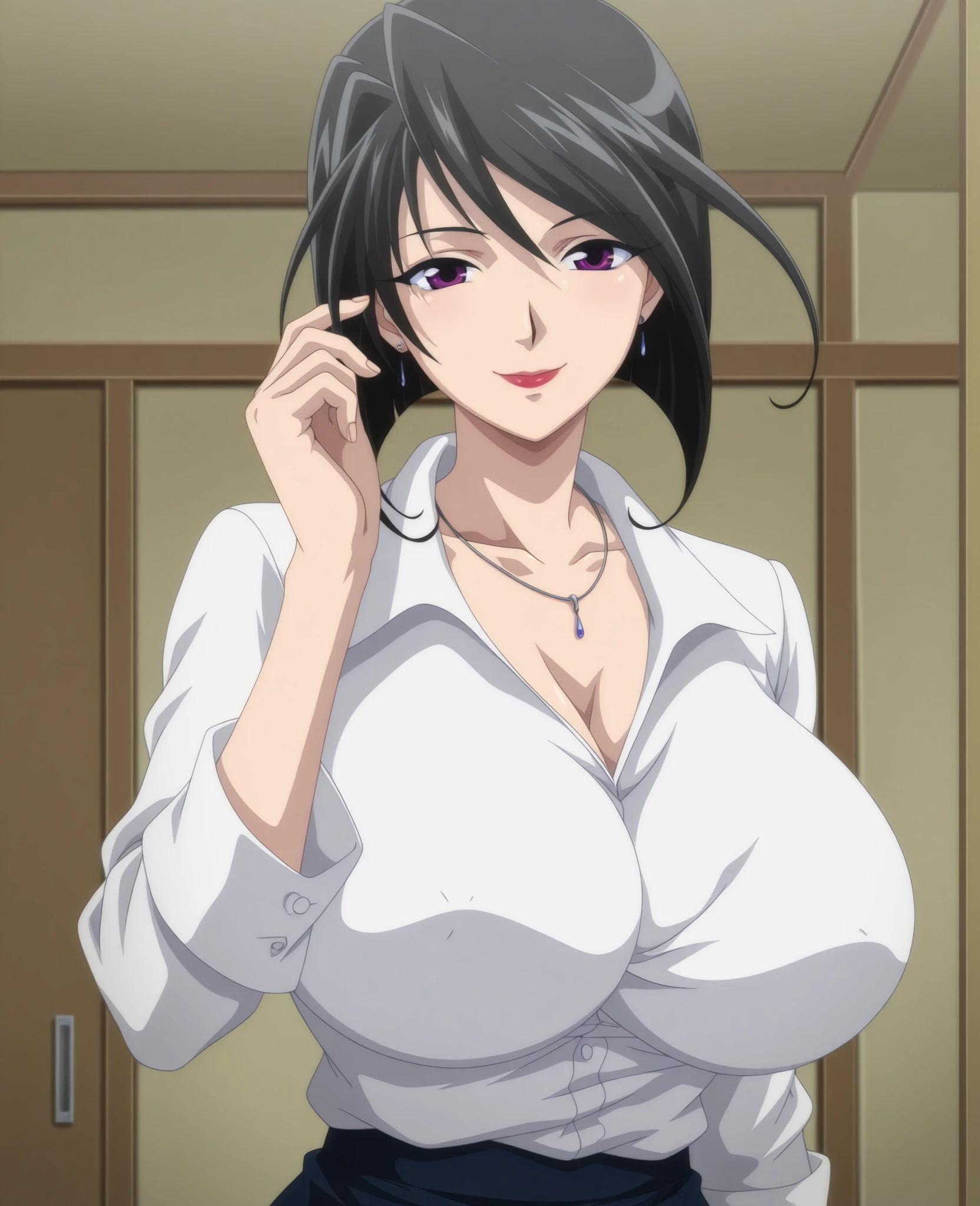 (((masterpiece))),fuyumi itadori, Anime girl characters, 1girl, solo, looking at viewer, medium hair long sleeves, cleavage, bigger breasts, closed mouth, collarbone, jacket, open clothes, open jacket, blue jacket, ground vehicle, sports bra, tall girl, horny, big ass, beautiful face,Charming, anime visual of a cute girl, screenshot from the anime film, & her expression is solemn, ahegao face, in the anime film, in an anime, anime visual of a young woman, she has a cute expressive face, still from anime, perfect breasts, she is tall, All bodies visible, ahegao face, the face is ahegao, she is horny, A perverted face, she so perverted, she smile so perverted, hd picture, 4k quality, details of the face is so good,bigger breasts,she is tall, the face are so details, like anime boku no hero academia, she is tall, Standing pose,All bodies visible,