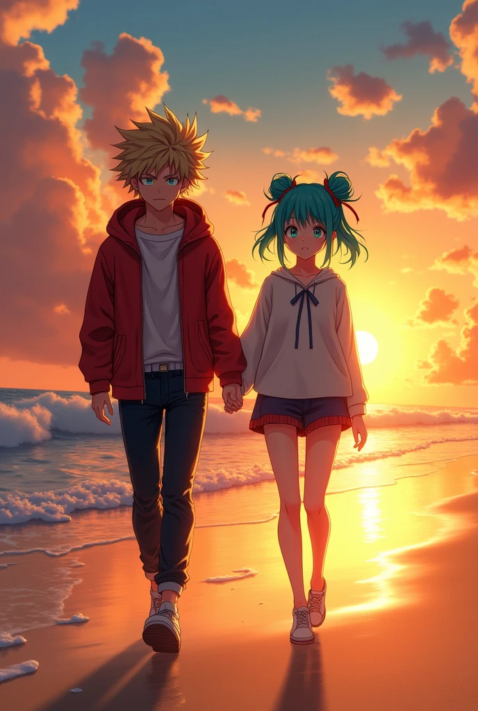 anime couple standing on beach with ocean in background, artgerm and genzoman, range murata and artgerm, alena aenami and android jones, anime style. 8k, jazza and rossdraws, loish and ross tran, anime style 4 k, krenz cushart and asher duran, artgerm and atey ghailan