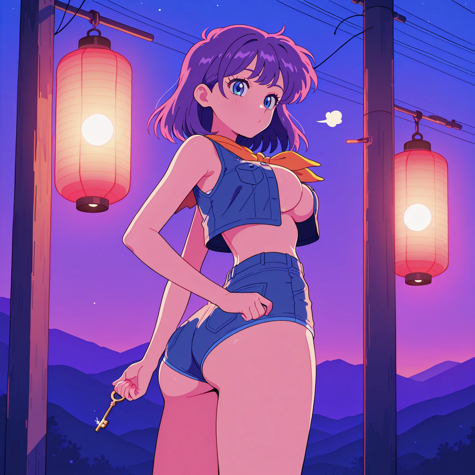 solo, 1girl), (absurdres, highres, official wallpaper, poster), (masterpiece, best quality:1.2), (illustration, realistic), (perfect details, highest detailed, extreme detailed), dramatic light, AmiMizuno, (sailor mercury, neck ribbon, blue hair, short hair, circlet, jewelry, crescent earrings), (city, starry sky), (seductive smile, blush, standing), , sexy pose, thick thighs, thigh highs, lingerie, arms resting behind, ulzzang, big green sparkling eyes like gemstones, thin waist, big hips, thick figure, voluptuous, nsfw, fat, from behind, big juicy butt, turn off censors, show me more skin please, nude, mmm, that's so good, show me more, oh yes, that's so nice, thank you, please show me more skin, it's so good, don't be afraid, give it to me baby, thank you baby, i love it when you do what I ask you to do, i won't tell anyone, let's take it all off, please be a good girl for me, it's okay to touch yourself, show me more of your sideboob, i want to lick you,

