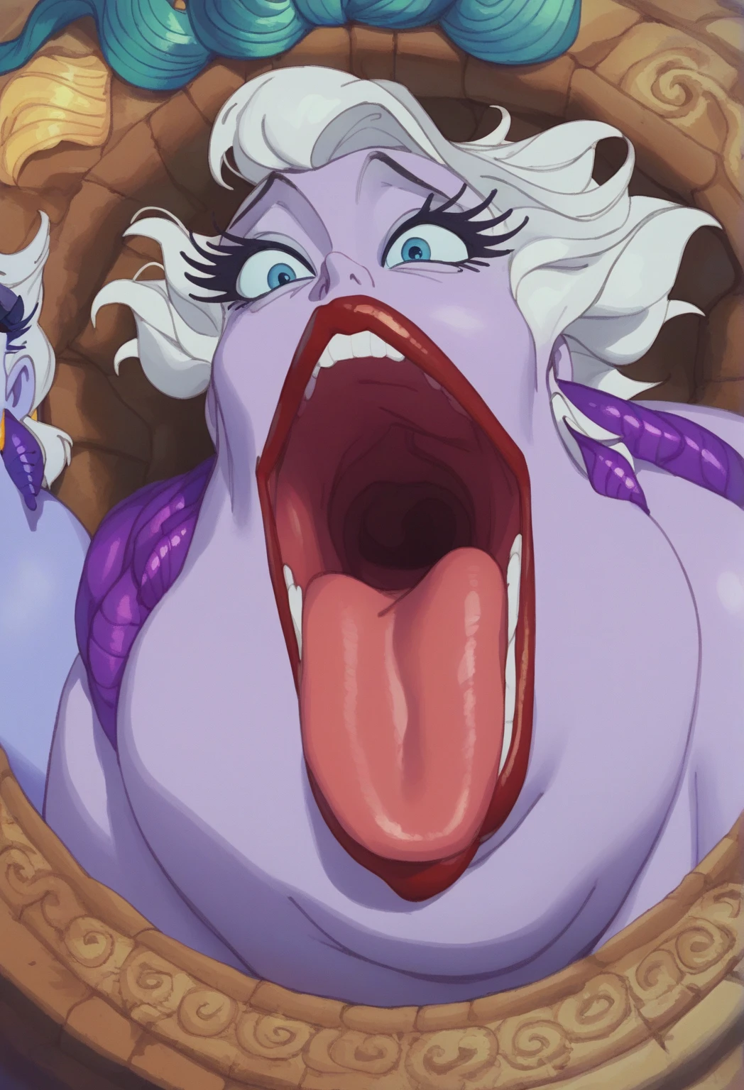 (High quality, Ultra detailed, best quality, insanely detailed, beautiful, masterpiece:1.5),(Nsfw:1.5,Official Art:1.5),(Facial realism:1.2),(((jap, 65-year-old)), old_Actress:1.5),(Mature woman with a wicked and obscene expression:1.5),(Mirajane Strauss - Fairy Tail:1.5),Tentacle shit man with four breasts behind his back tentacle girl, Feces Slime, Shit Goddess, Feces Royal Sister,Tentacles eating feces parasites, Feces Slime, nausea, Blushing and embarrassed, Big Breasts, Feces during pregnancy, Tall giants, Giant woman standing near a skyscraper in the city, Giant giant, Shit Woman Monster, Manure eggplant, Transparent pink feces latex combat suit, Great pressure, Terrifying beauty,Erect nipples visible even through clothing,Face Focus:1.2,View from the front,View your audience,(Evil Dirty Tentacle Shit Monster Helmet:1.5),((超超巨大Big Breasts)),((Super super super big cleavage)),Source Milk,(close up face:1.2),(Nose hook:1.2),超Swollen lips, Super thick lips, Kissing Face,, Glowing Skin,masterpiece, Highest quality, naughty smile,(vapor:1.2), (Happy:1.4),(Ahegao:1.6),(Roll your eyes,1.6),(Blowing feces from the mouth:1.2),(Attractive mature woman,Super strong super huge huge vulgar face:1.2),(Ahegao:1.8),(Roll your eyes:1.6),(Huge very angry face:1.6),(put on a mean look:1.8),(put on a mean look:1.8),masterpiece, Highest quality,Super evil smile, blush, I breathe,Glowing Skin,Highest quality, 8K, 32k, masterpiece, Detailed face, Lips Detail, Fine grain, double eyelid,Pink thick lips,Swollen lips,(Widening pig nostrils),(Super super super enlarged nostrils:1.5),Iris,View from above,(Cyborg Mecha Tentacles Feces Monster Suit:1.5),(face focus,close up face),(Accurate number of big noses,Accurate large nostrils,I can see the back of his nostrils:1.5),(Look up,Fisheye,Looking from above,Looking down on someone,Saucy),Big erect nipples visible even through clothes,(Looking up at the sky:1.5,Look up:1.5,seeing viewing:1.5),close up face,face focus,Vacuum fellatio,1boy,Gigantic Big TentaclesPenis,Nose Hook,(Brainwashed Eyes), Face Focus,Feces and urine vacuum blowjob,White skin,False eyelashes,Heavy makeup,close,((Ahegao)),Roll your eyes,Get angry,cry,(Her mouth extends all the way to the base of his penis:1.2,hold to the root,:1.2,(Purple tentacle hair wave:1.5,Bangs:1.5,(Looking up at the sky),View your viewers,(usagi:1.5)