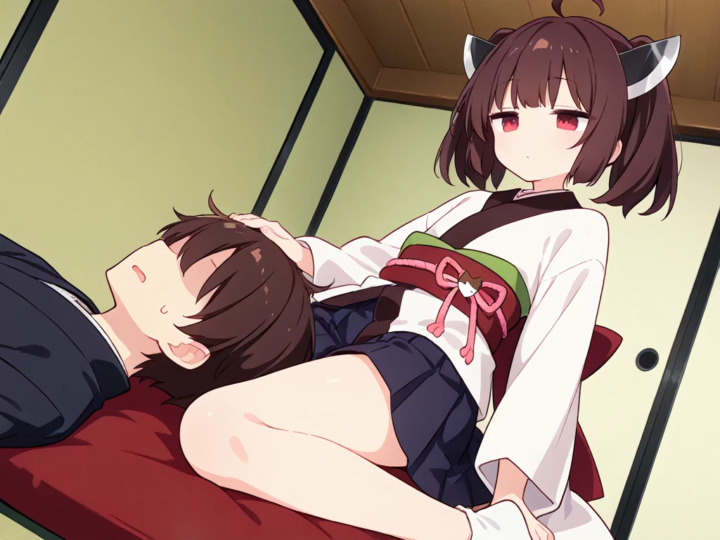 anime artwork, score_9, score_8_up, score_7_up, score_6_up, score_5_up, score_4_up,sparkle \(honkai: star rail\),1girl, twintails, black hair, small breasts, red eyes, red eyeshadow,  fox mask, , , , , she is 24 years old, , ,horny, style_3, floox style, . She has fluorescent pink eyes with tiny black dots under each of her eyes.. naked,  , bedroom,   nude,naked, 1boy, prone bone, sex, vaginal, grey background, head in pillow, boy's head out of frame, blush, nose blush, motion lines, looking down, muscular male,  biting pillow, emphasis lines, cum in pussy, rolling eyes. clenched teeth