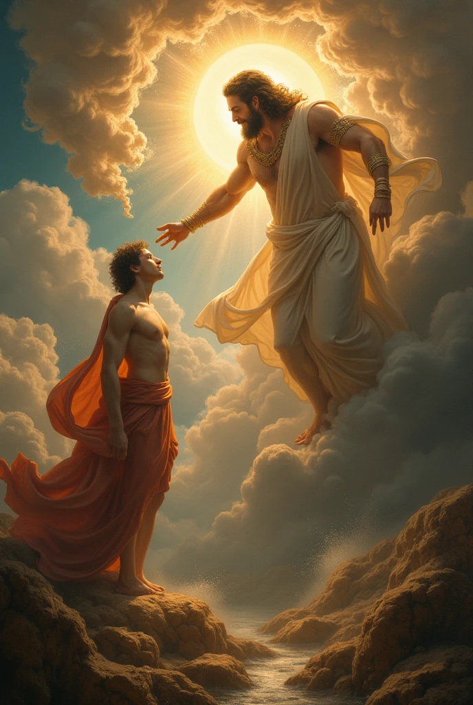 Michelangelo's Creation of Adam Art in Digital Art Style