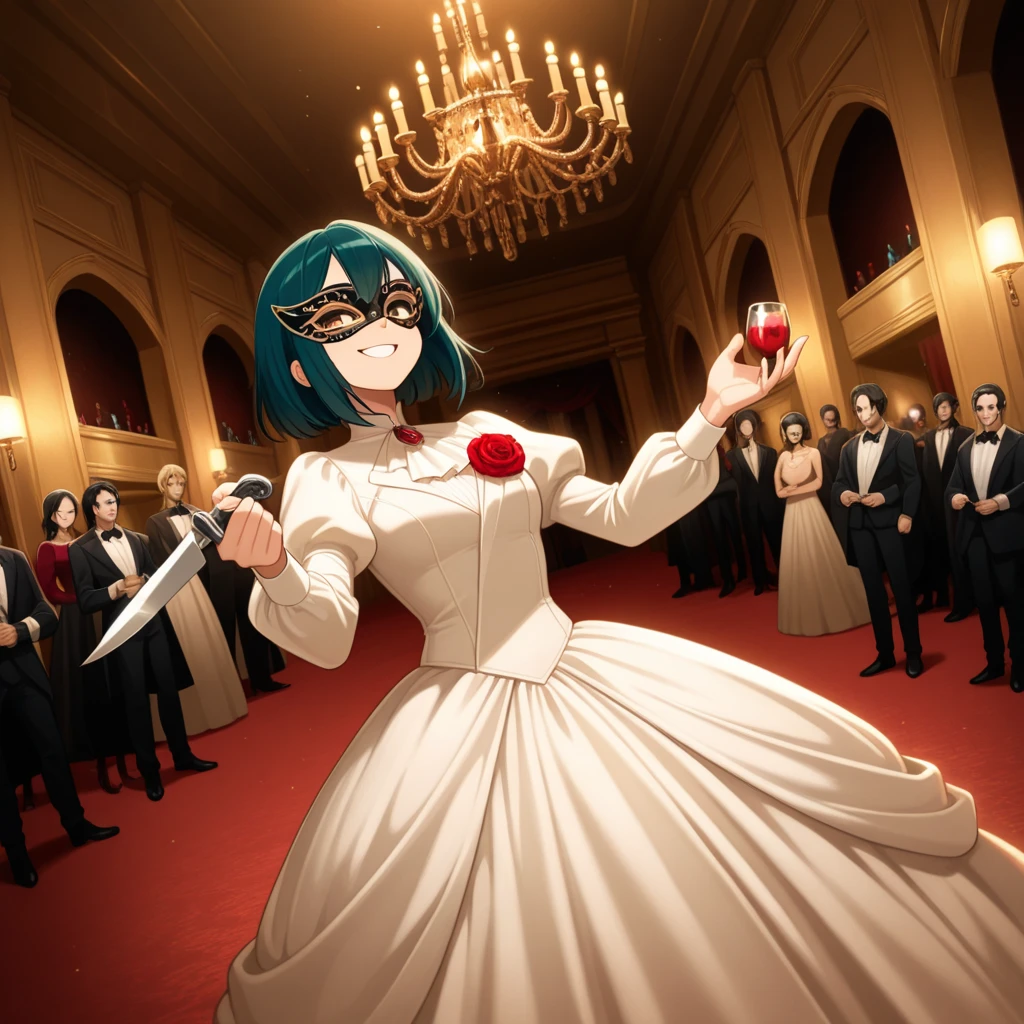 detailed girl face, score_9, score_8_up, score_7_up, score_6_up, score_5_up, score_4_up, avogado6 style , 1girl, woman, red hair, smug, prom dress, white dress, golden necklace, drunk, on red carpet, oscars festival, looking at viewer, posing for a picture, hands on waist, high heels, pointy heels, busty, detailed face